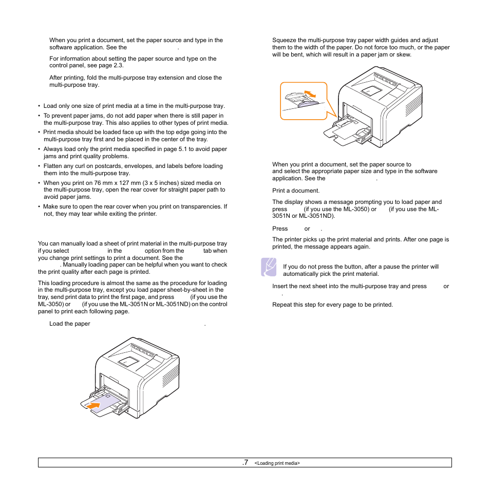 Using manual feed mode | Samsung ML-3051N User Manual | Page 34 / 102