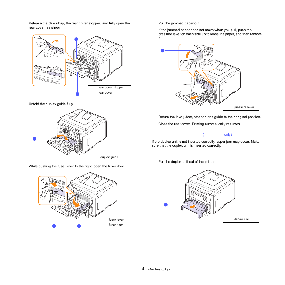 In the duplex unit area (ml-3051nd only) | Samsung ML-3051N User Manual | Page 45 / 102