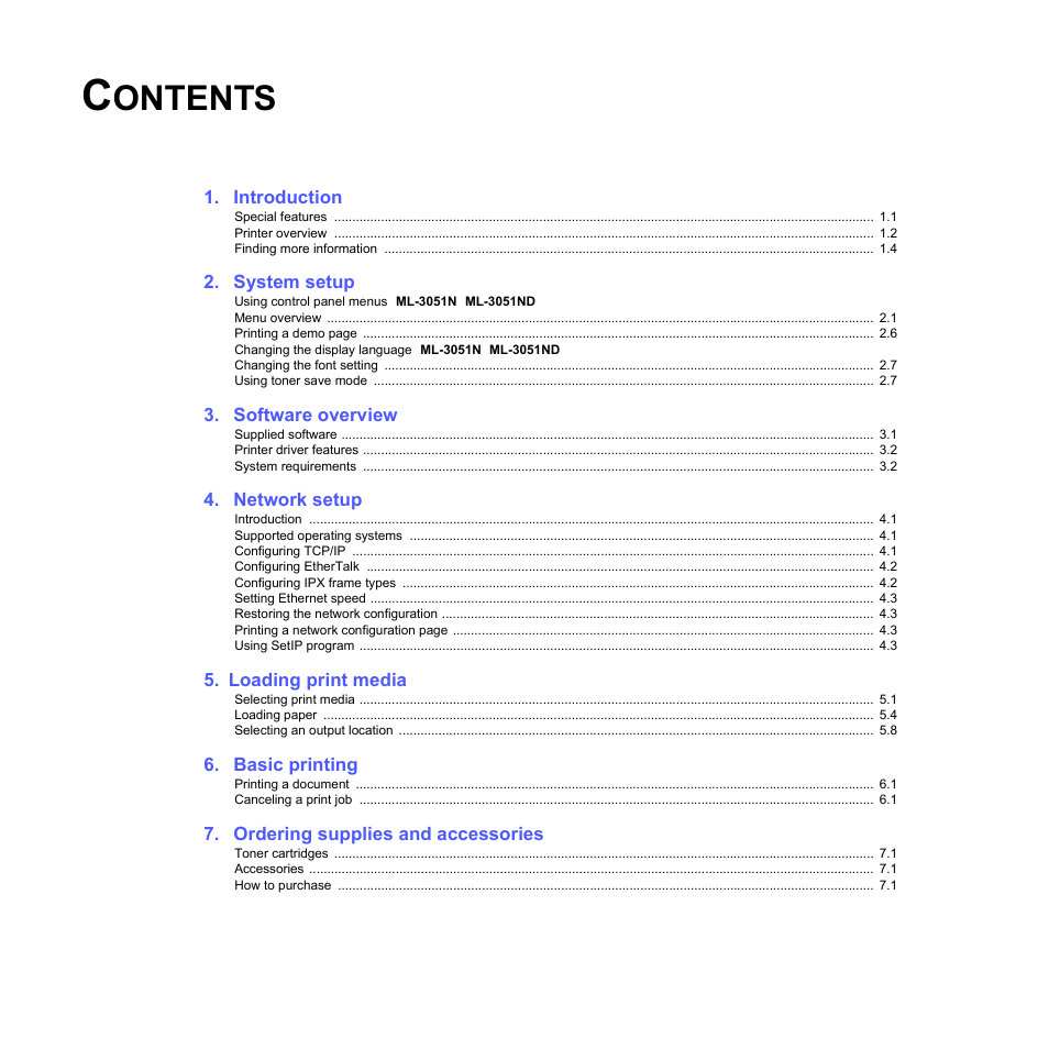 Samsung ML-3051N User Manual | Page 5 / 102