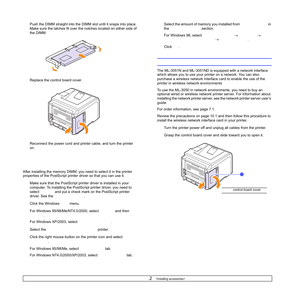 Installing a wireless network interface card | Samsung ML-3051N User Manual | Page 57 / 102