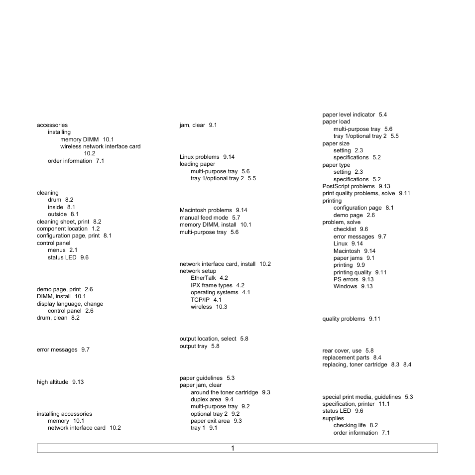 Index, Ndex | Samsung ML-3051N User Manual | Page 61 / 102