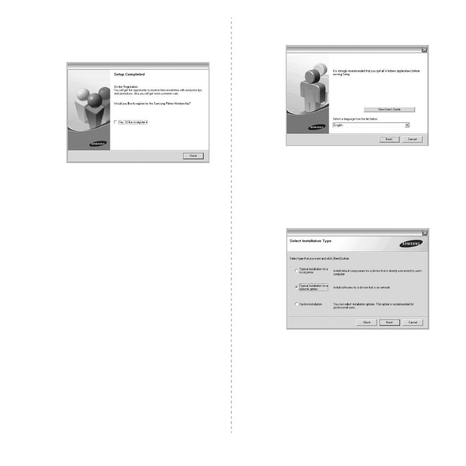 Installing software for network printing | Samsung ML-3051N User Manual | Page 70 / 102