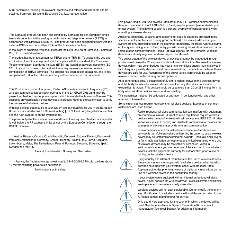 Regulatory compliance statements | Samsung ML-3051N User Manual | Page 9 / 102