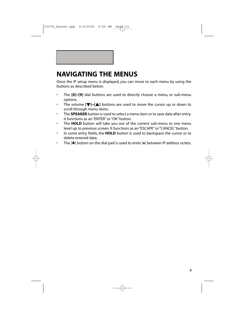 Navigating the menus | Samsung ITP-5107SIP User Manual | Page 16 / 86