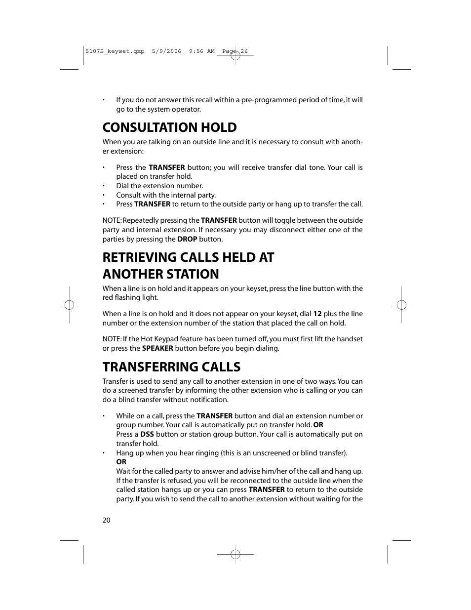 Consultation hold, Retrieving calls held at another station, Transferring calls | Samsung ITP-5107SIP User Manual | Page 27 / 86