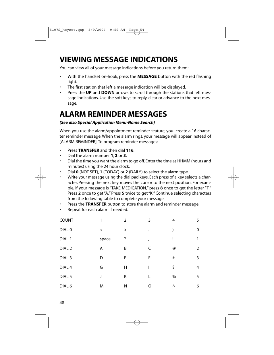 Viewing message indications, Alarm reminder messages | Samsung ITP-5107SIP User Manual | Page 55 / 86