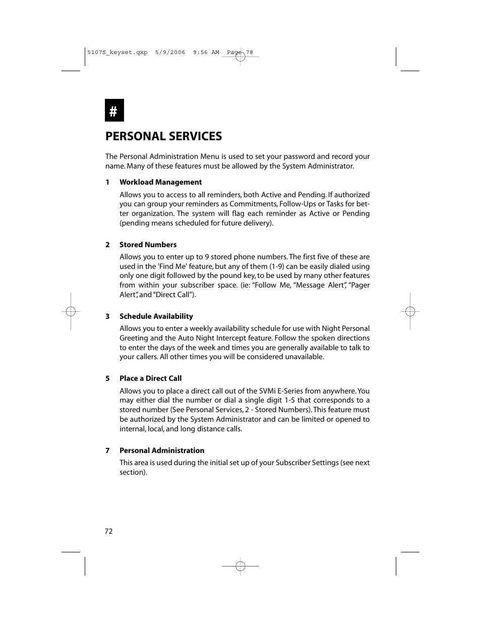 Personal services | Samsung ITP-5107SIP User Manual | Page 79 / 86