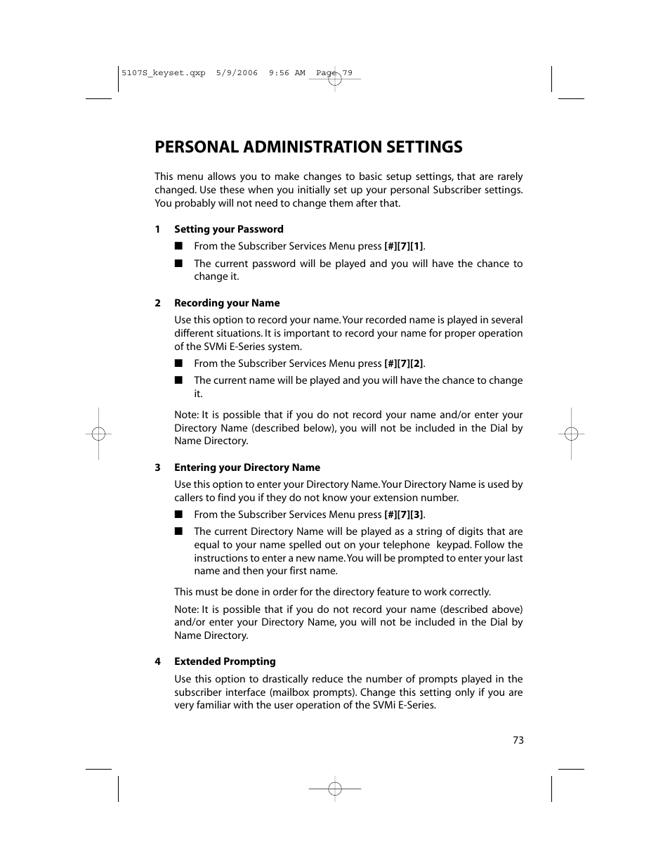 Personal administration settings | Samsung ITP-5107SIP User Manual | Page 80 / 86