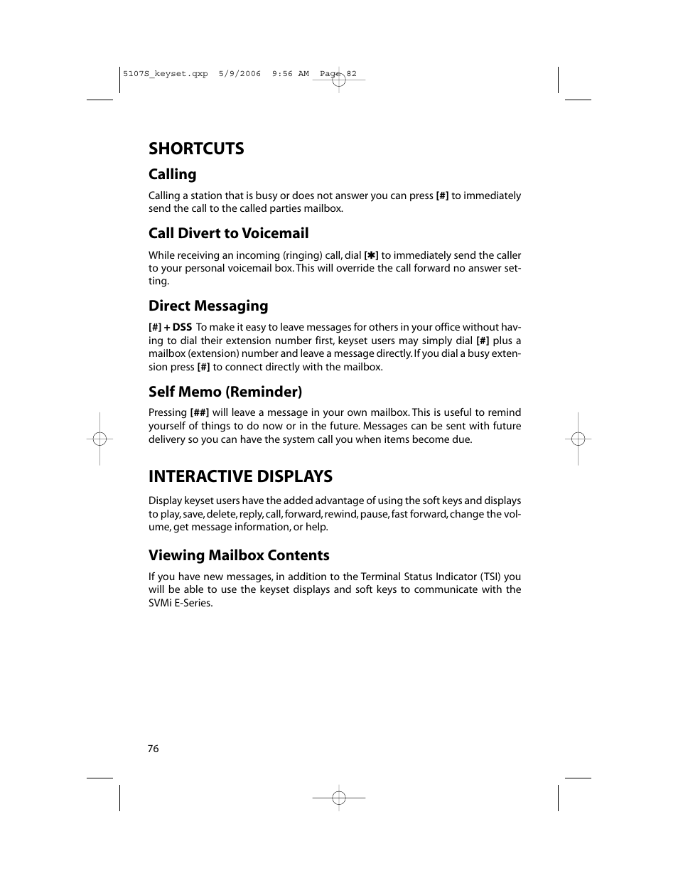 Shortcuts, Interactive displays | Samsung ITP-5107SIP User Manual | Page 83 / 86