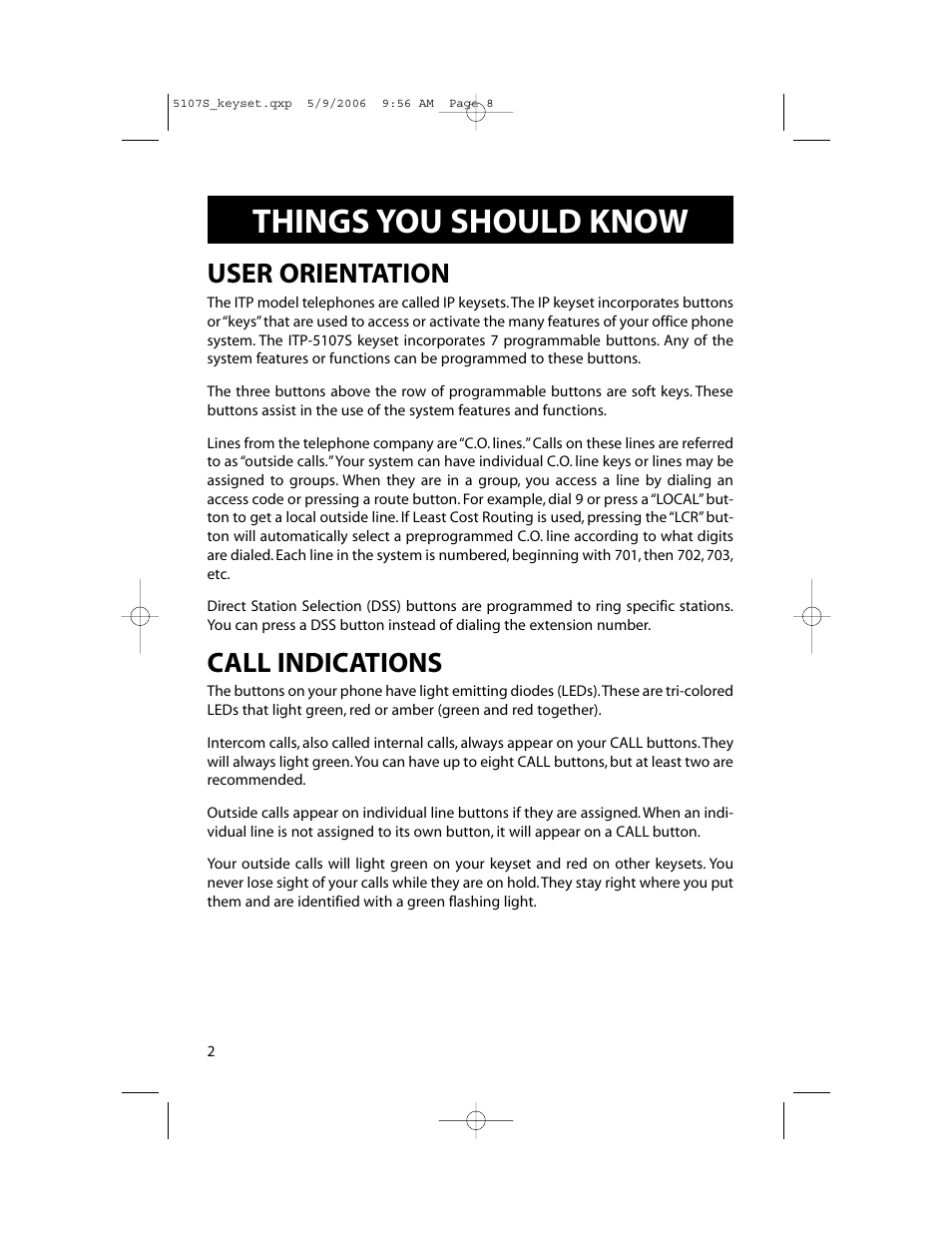 Things you should know, User orientation, Call indications | Samsung ITP-5107SIP User Manual | Page 9 / 86