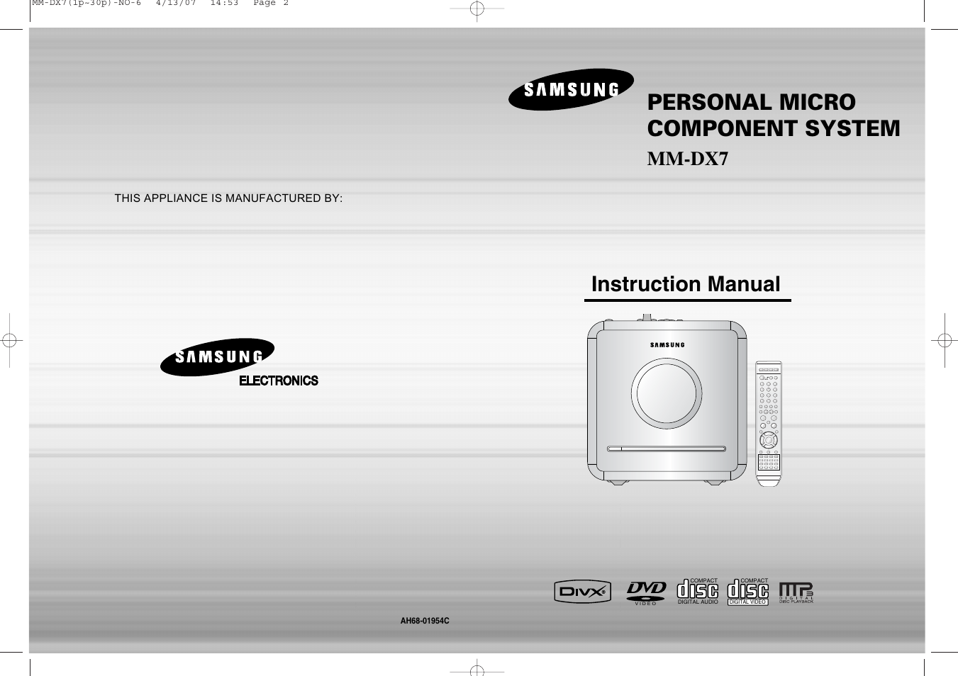 Samsung MM-DX7 User Manual | 33 pages