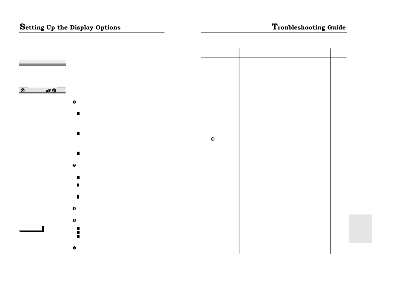 Roubleshooting guide, Etting up the display options | Samsung 511 User Manual | Page 17 / 19