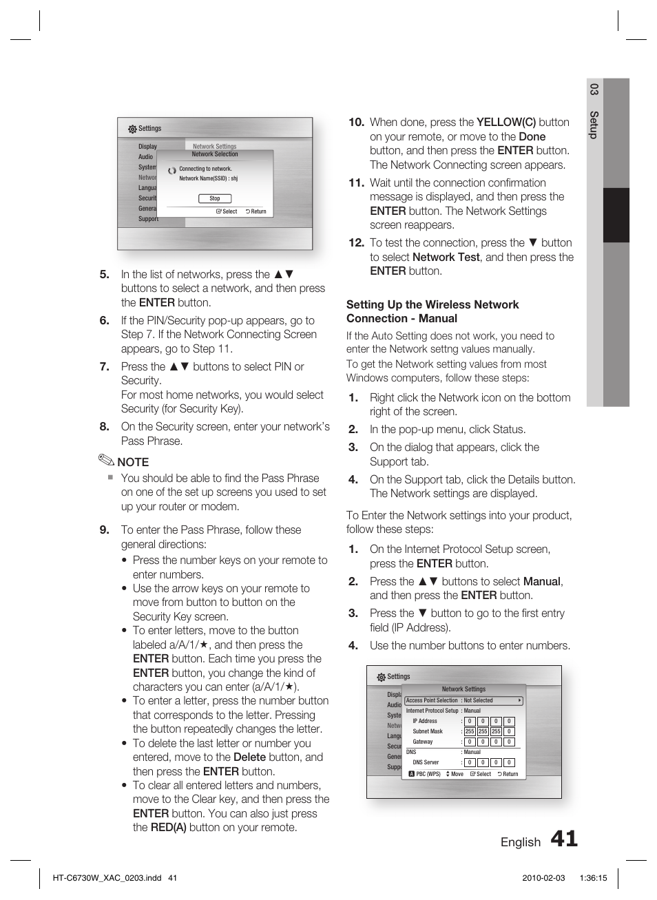 English | Samsung HT-C6730W User Manual | Page 41 / 71