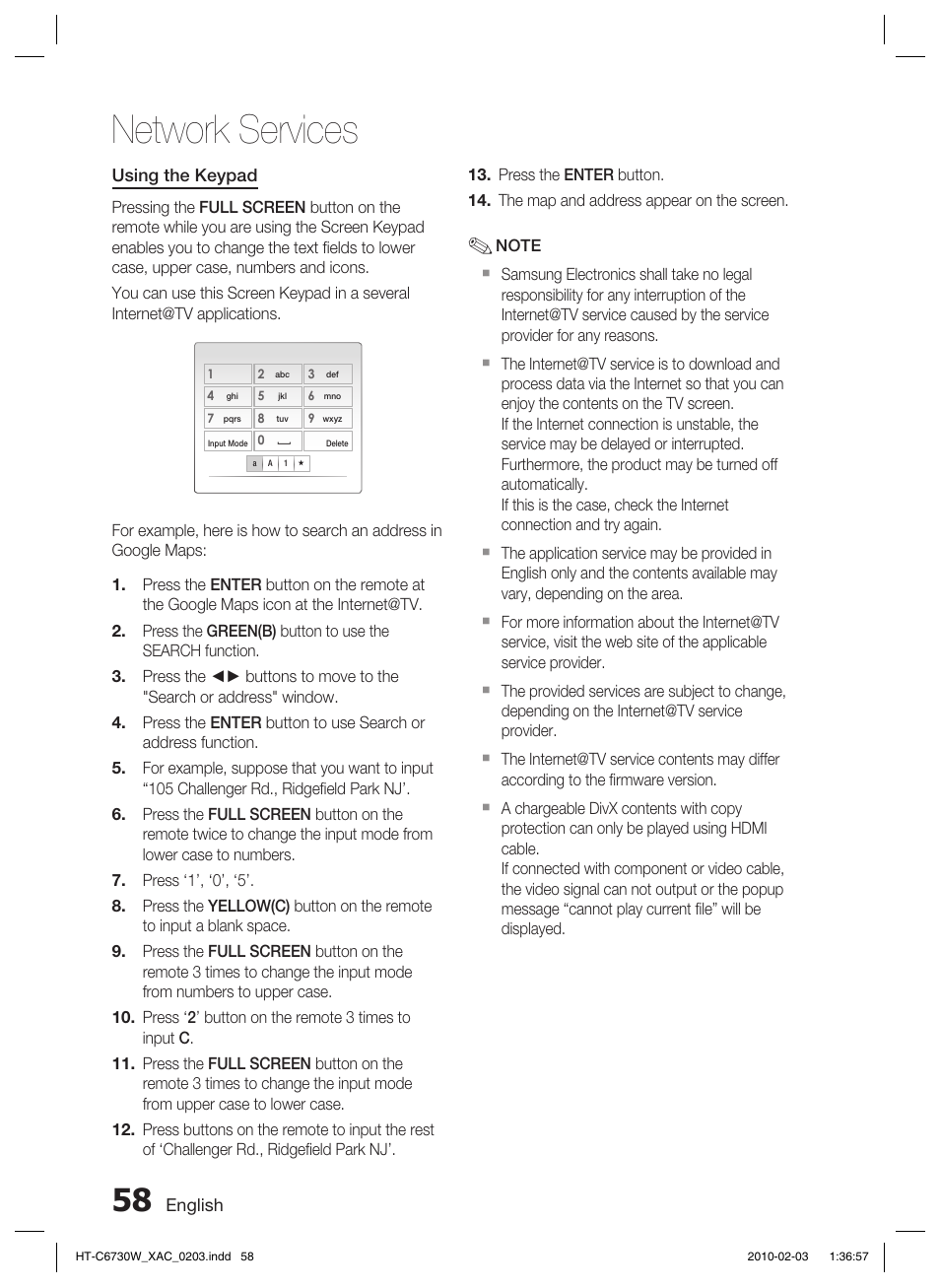 Network services | Samsung HT-C6730W User Manual | Page 58 / 71