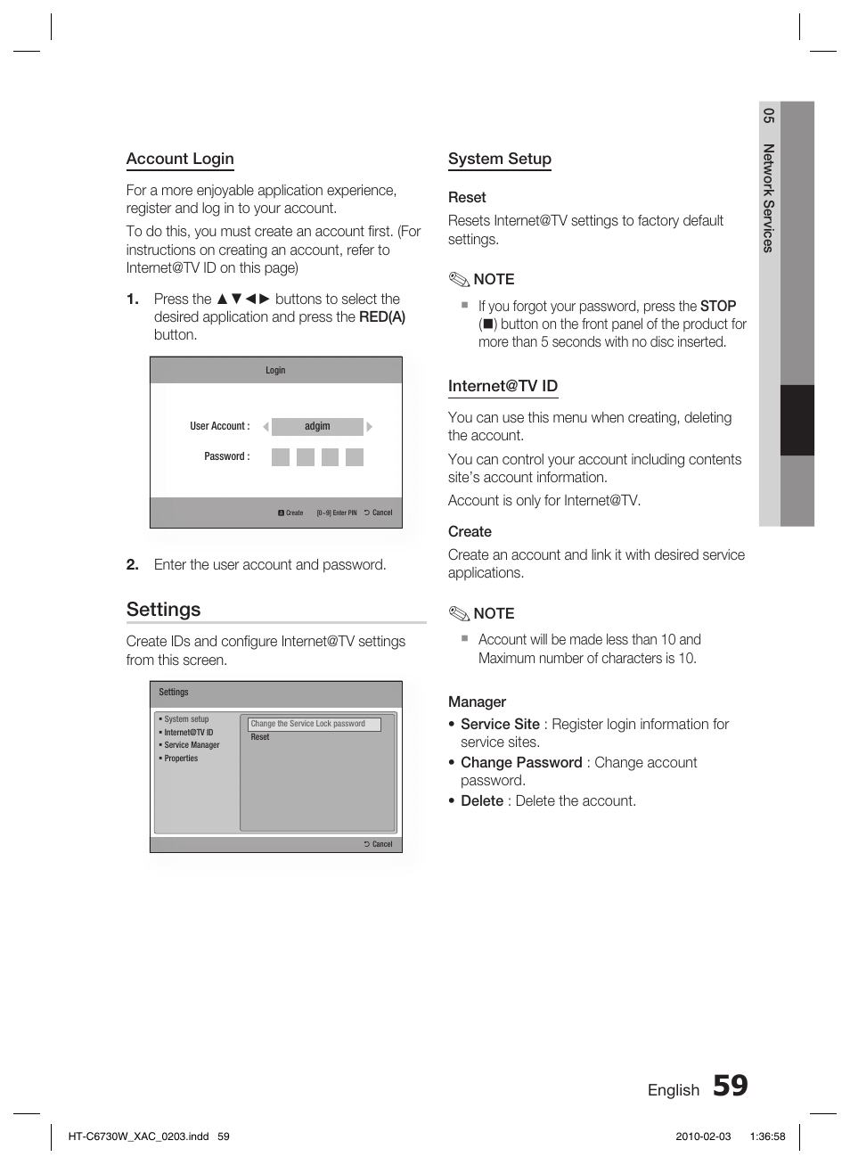 Settings | Samsung HT-C6730W User Manual | Page 59 / 71