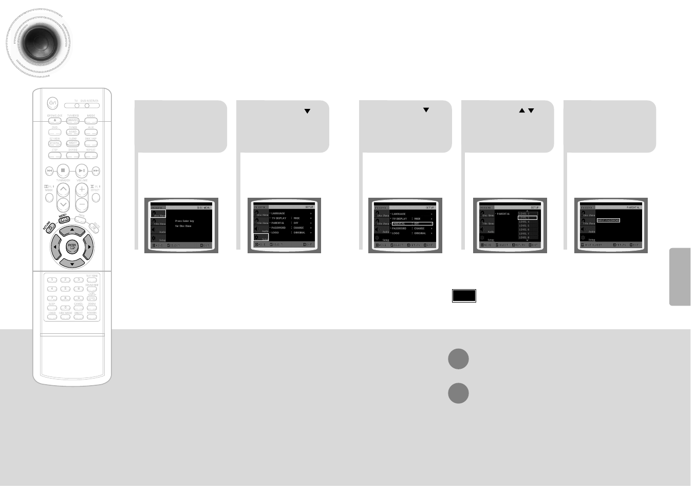 Setting parental controls (rating level), 41 42 setting parental controls (rating level) | Samsung HT-DB600 User Manual | Page 22 / 35