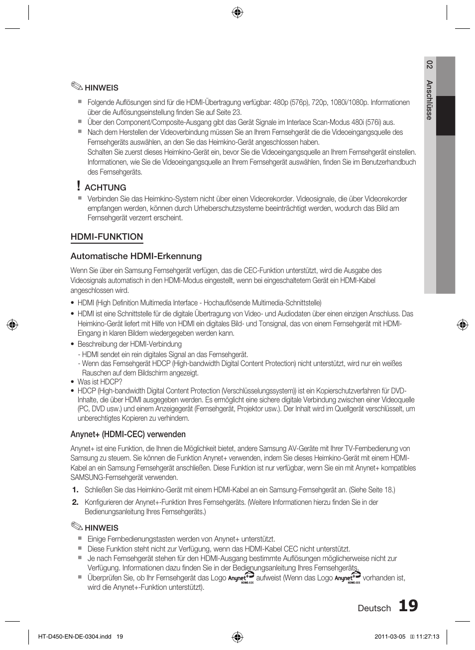 Samsung HT-D450 User Manual | Page 103 / 168