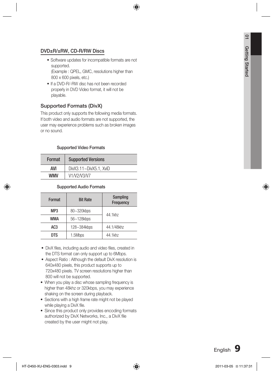 Samsung HT-D450 User Manual | Page 9 / 168