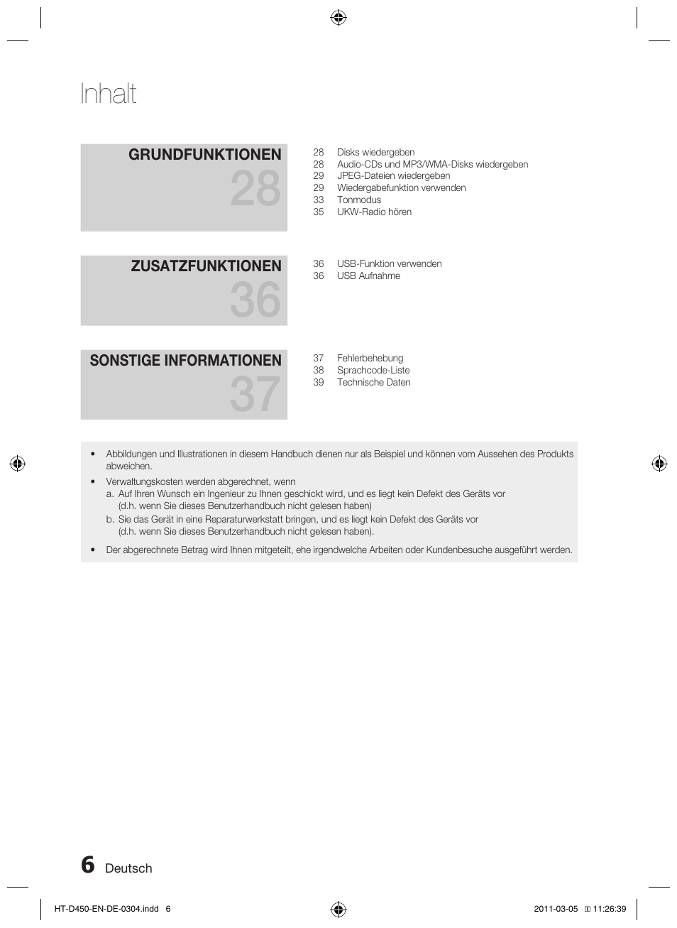 Inhalt | Samsung HT-D450 User Manual | Page 90 / 168