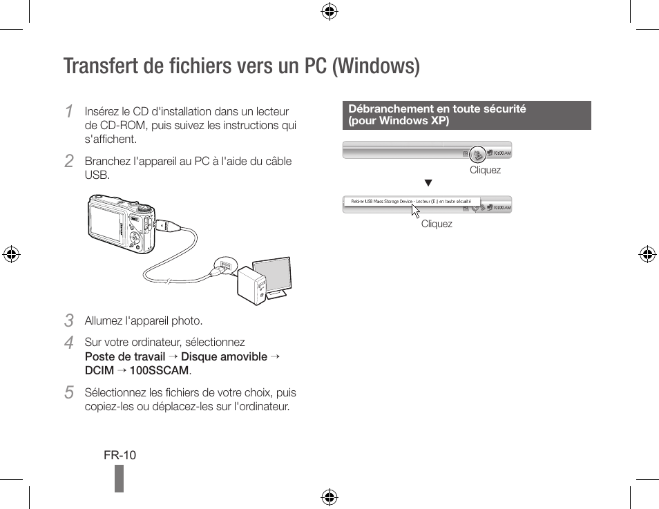 Transfert de fichiers vers un pc (windows) | Samsung WB500 User Manual | Page 30 / 34