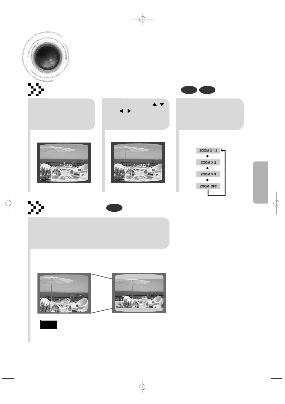 Zoom function, 26 zoom function, Zoom (screen enlarge) function | Aspect ratio | Samsung HT-DB350 User Manual | Page 27 / 68