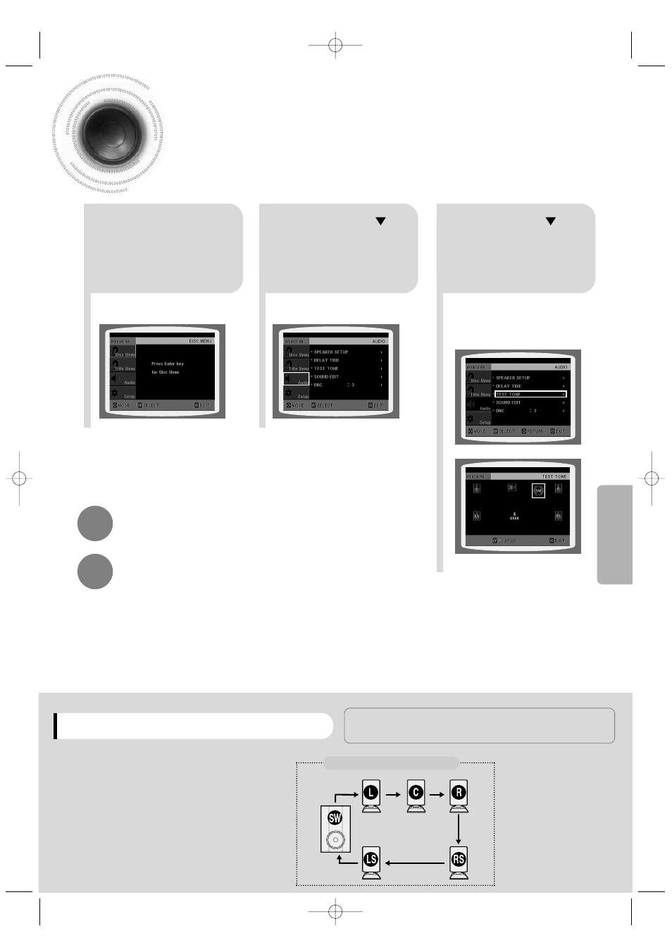 Setting the test tone | Samsung HT-DB350 User Manual | Page 43 / 68