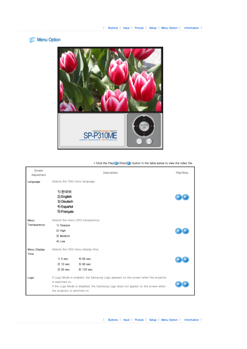 Information | Samsung SP-P310ME User Manual | Page 25 / 32