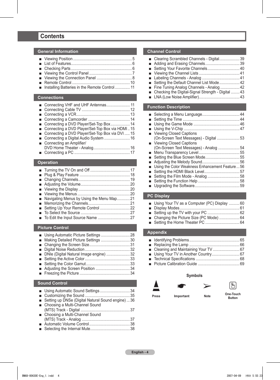 Samsung HL-T5656W User Manual | Page 4 / 76