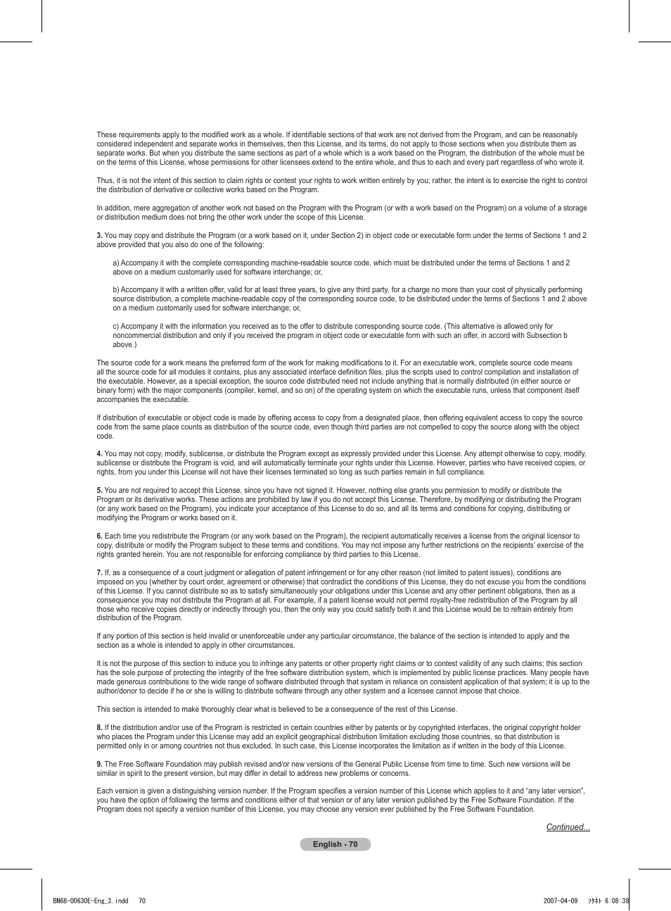 Samsung HL-T5656W User Manual | Page 70 / 76