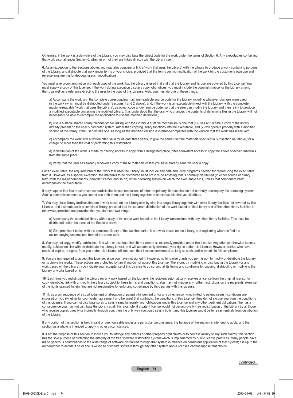 Samsung HL-T5656W User Manual | Page 74 / 76