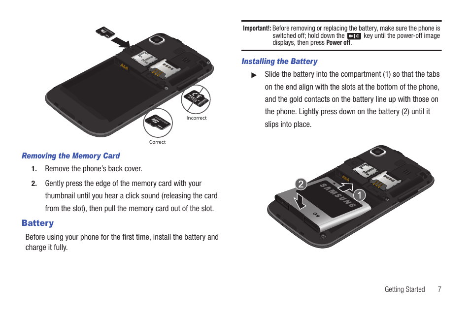 Battery | Samsung Vibrant SGH-t959 User Manual | Page 11 / 193