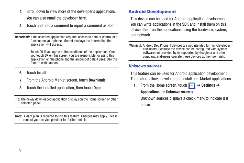 Android development | Samsung Vibrant SGH-t959 User Manual | Page 114 / 193