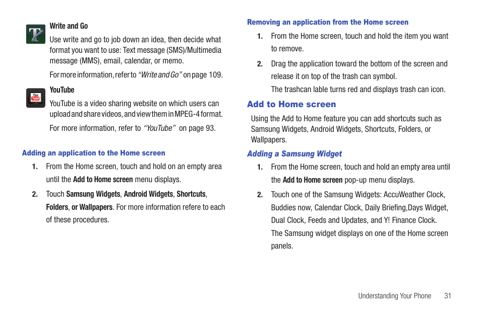 Add to home screen | Samsung Vibrant SGH-t959 User Manual | Page 35 / 193