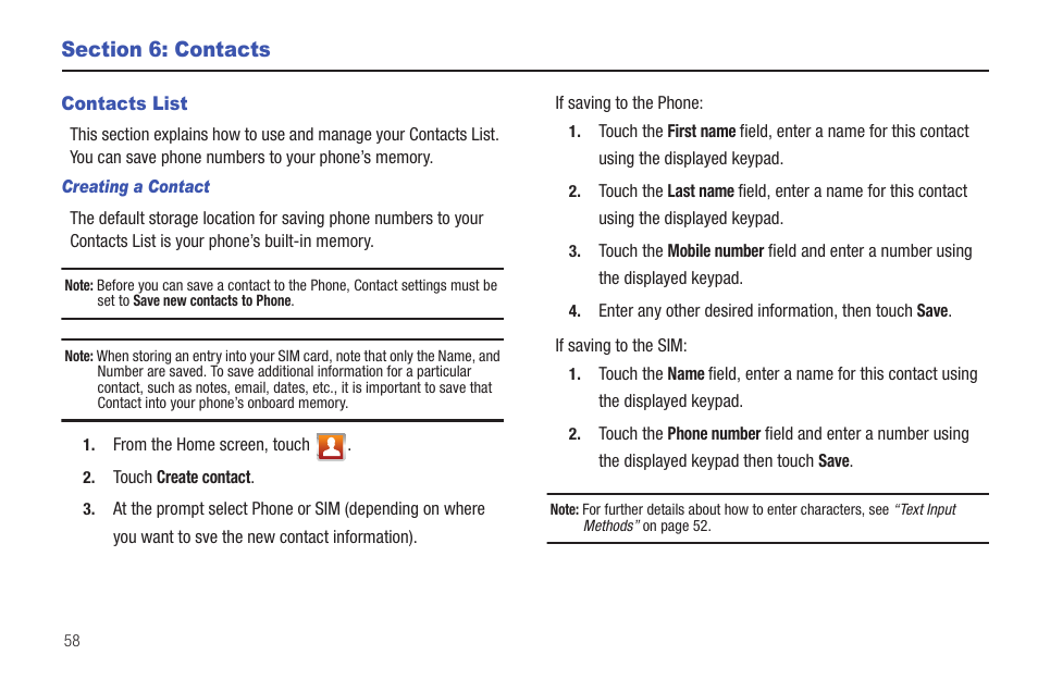 Section 6: contacts, Contacts list | Samsung Vibrant SGH-t959 User Manual | Page 62 / 193