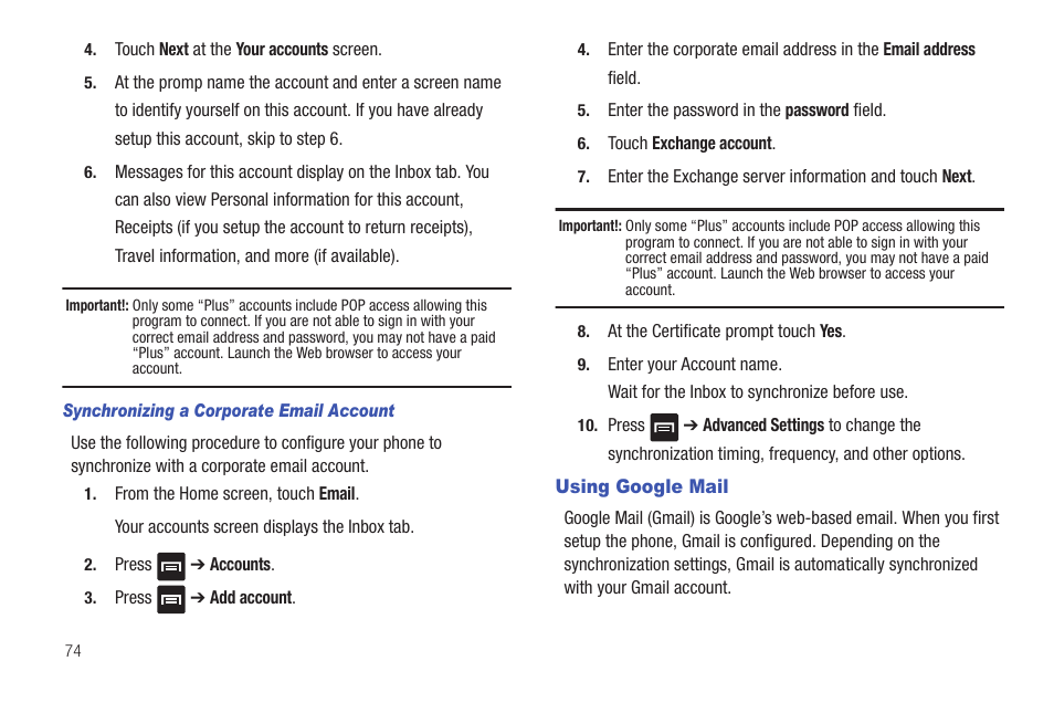 Using google mail | Samsung Vibrant SGH-t959 User Manual | Page 78 / 193