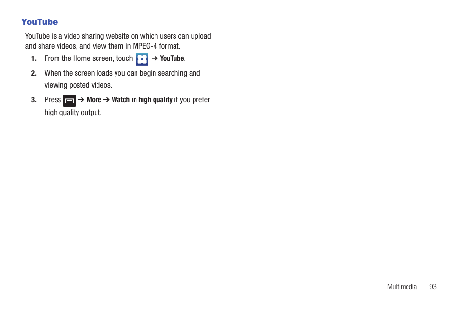 Youtube | Samsung Vibrant SGH-t959 User Manual | Page 97 / 193