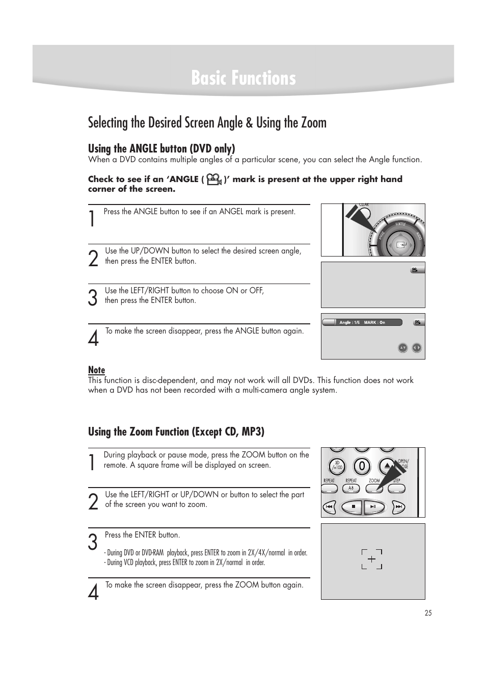 Basic functions | Samsung DVD-R2000 User Manual | Page 25 / 65