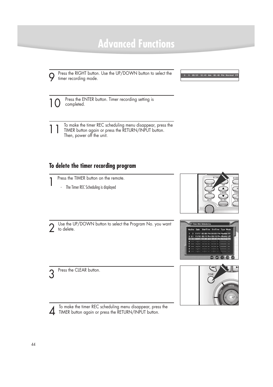 Advanced functions | Samsung DVD-R2000 User Manual | Page 44 / 65