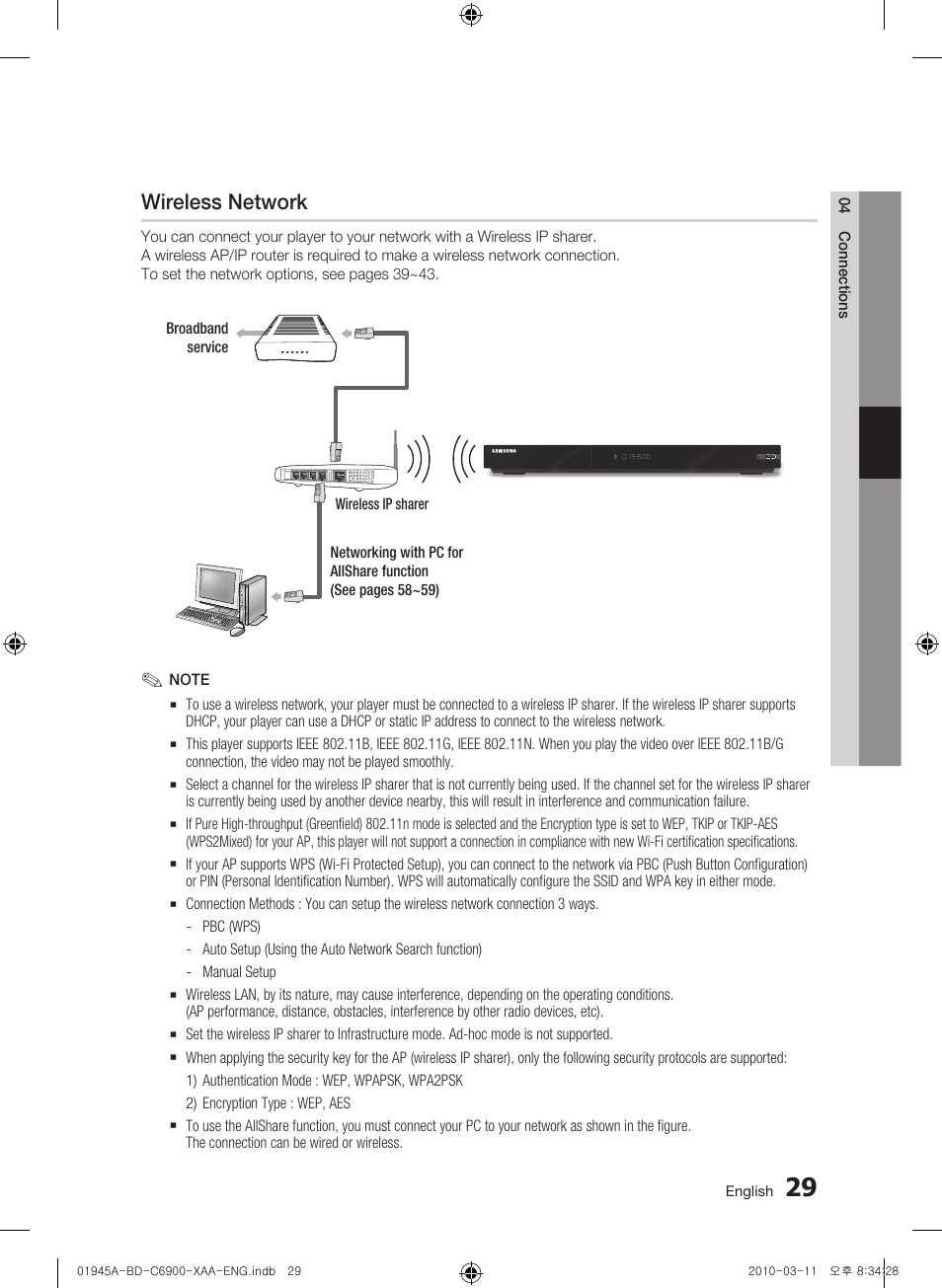 Wireless network | Samsung BD-C6900 User Manual | Page 29 / 70