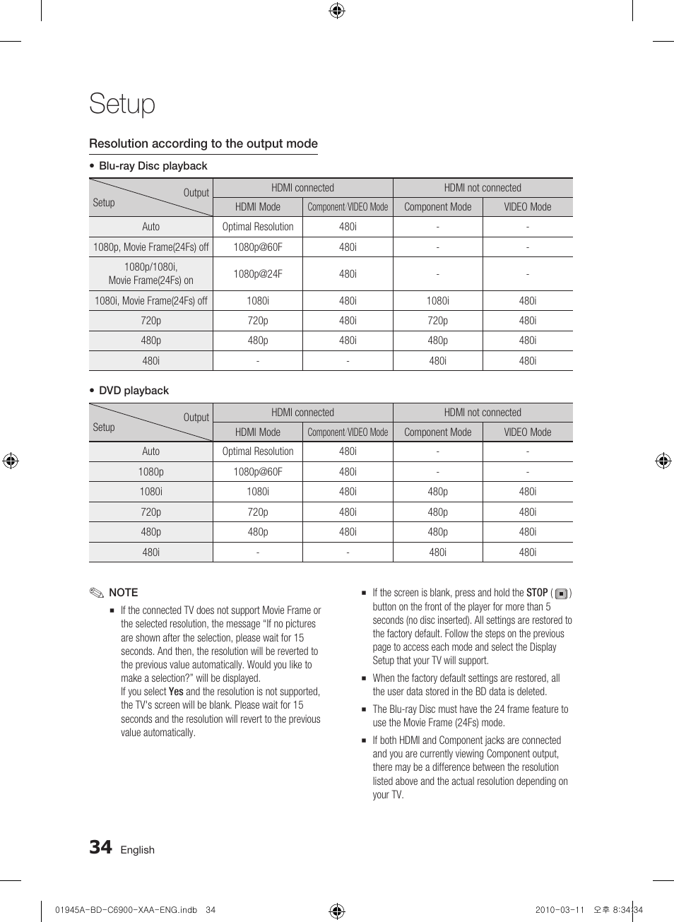 Setup | Samsung BD-C6900 User Manual | Page 34 / 70