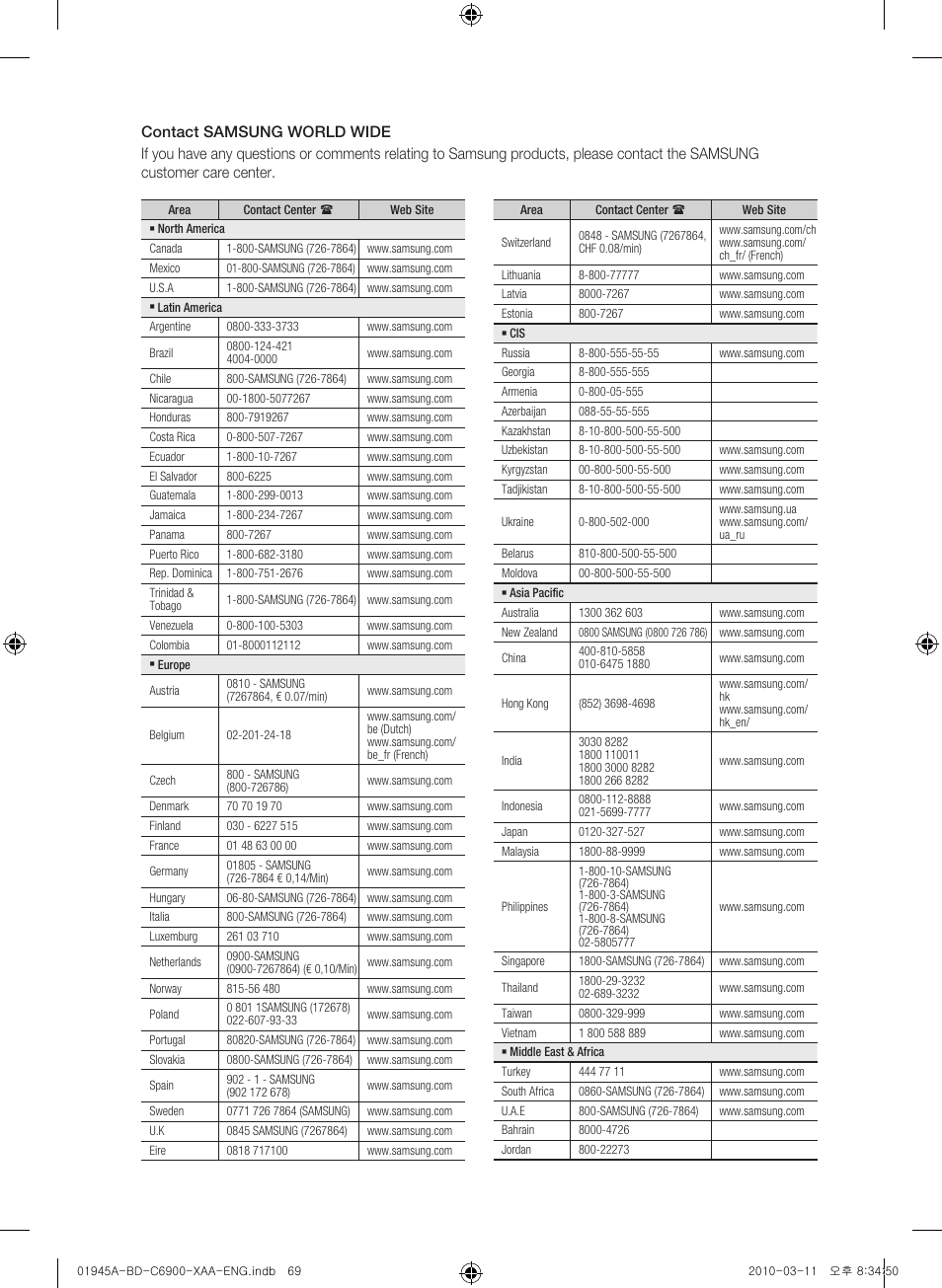 Samsung BD-C6900 User Manual | Page 69 / 70