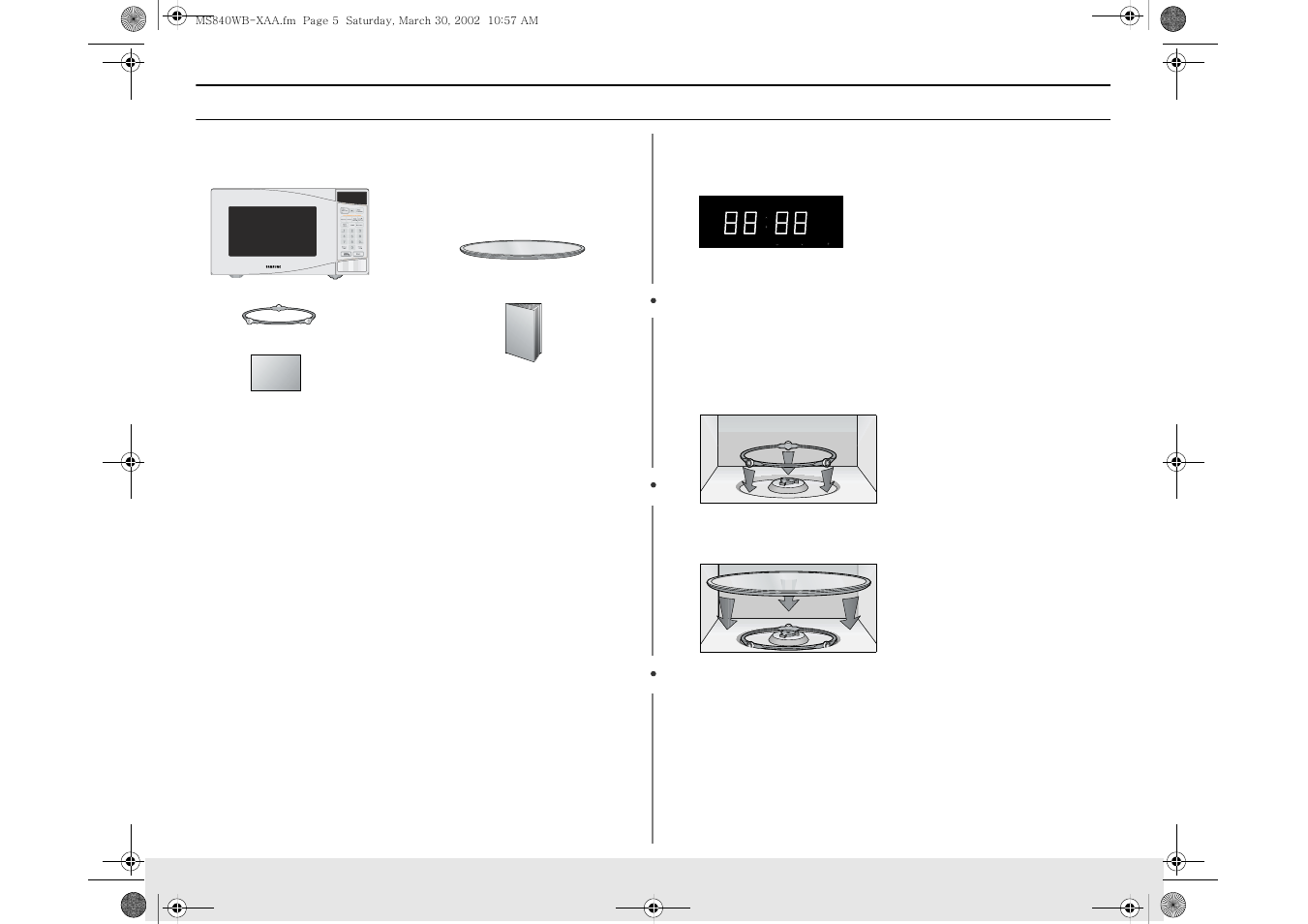 Your new microwave oven, Setting up your microwave oven | Samsung MS1040WB User Manual | Page 5 / 24