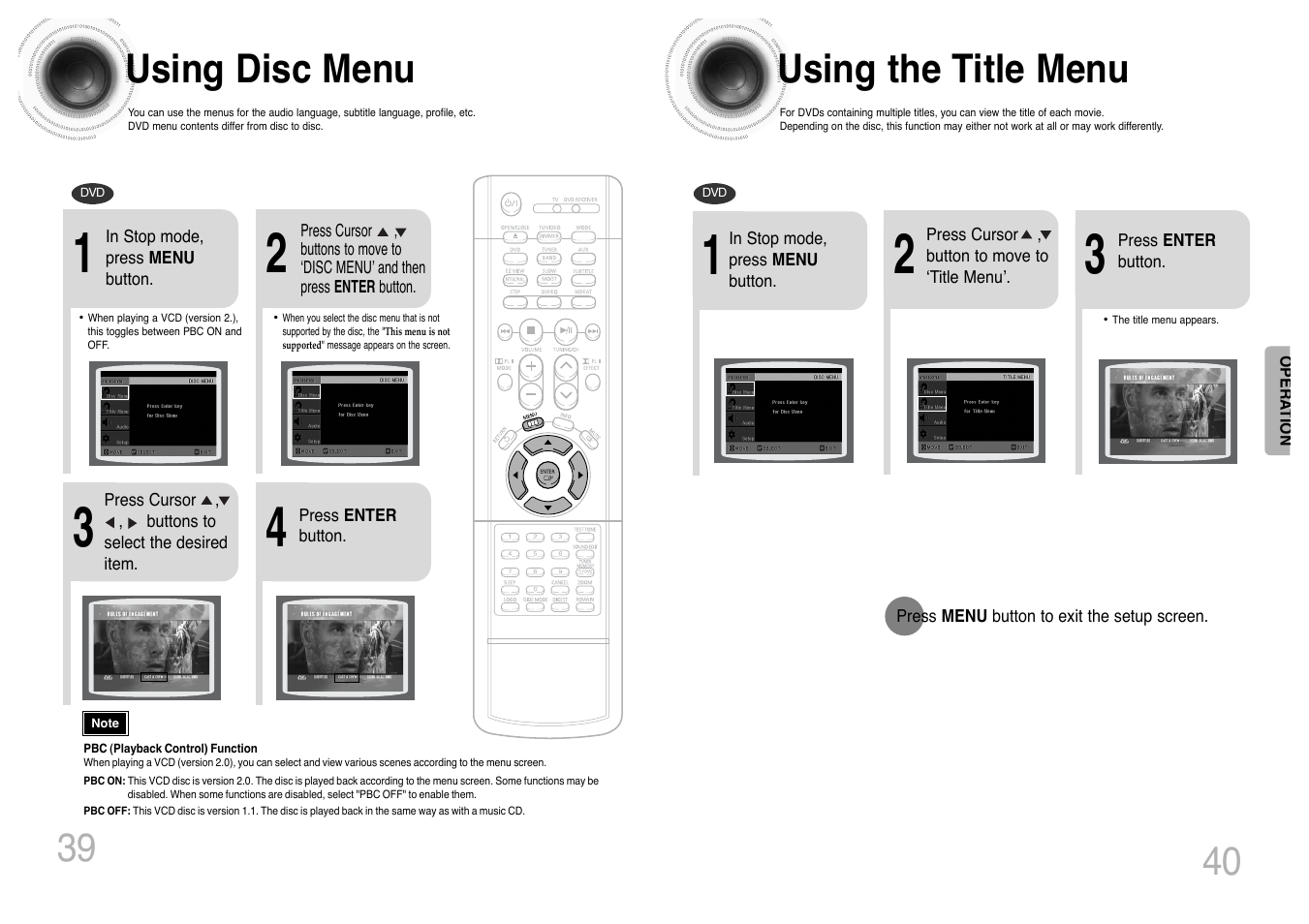 Using disc menu, Using the title menu | Samsung HT-DS420 User Manual | Page 21 / 38