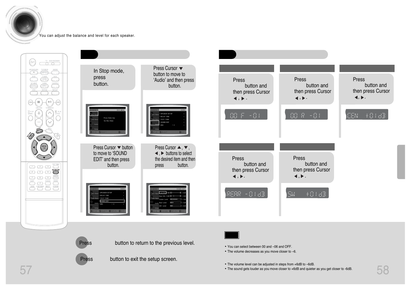 Setting the audio quality, 57 setting the audio quality | Samsung HT-DS420 User Manual | Page 30 / 38