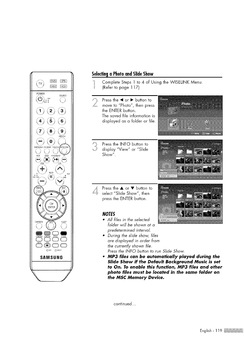 Continued | Samsung HL-$4676S User Manual | Page 119 / 135