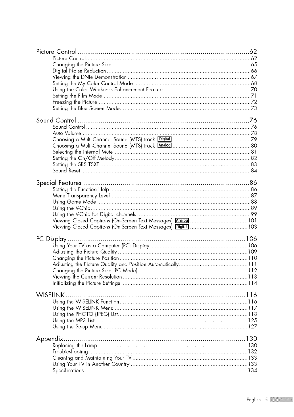 Samsung HL-$4676S User Manual | Page 5 / 135