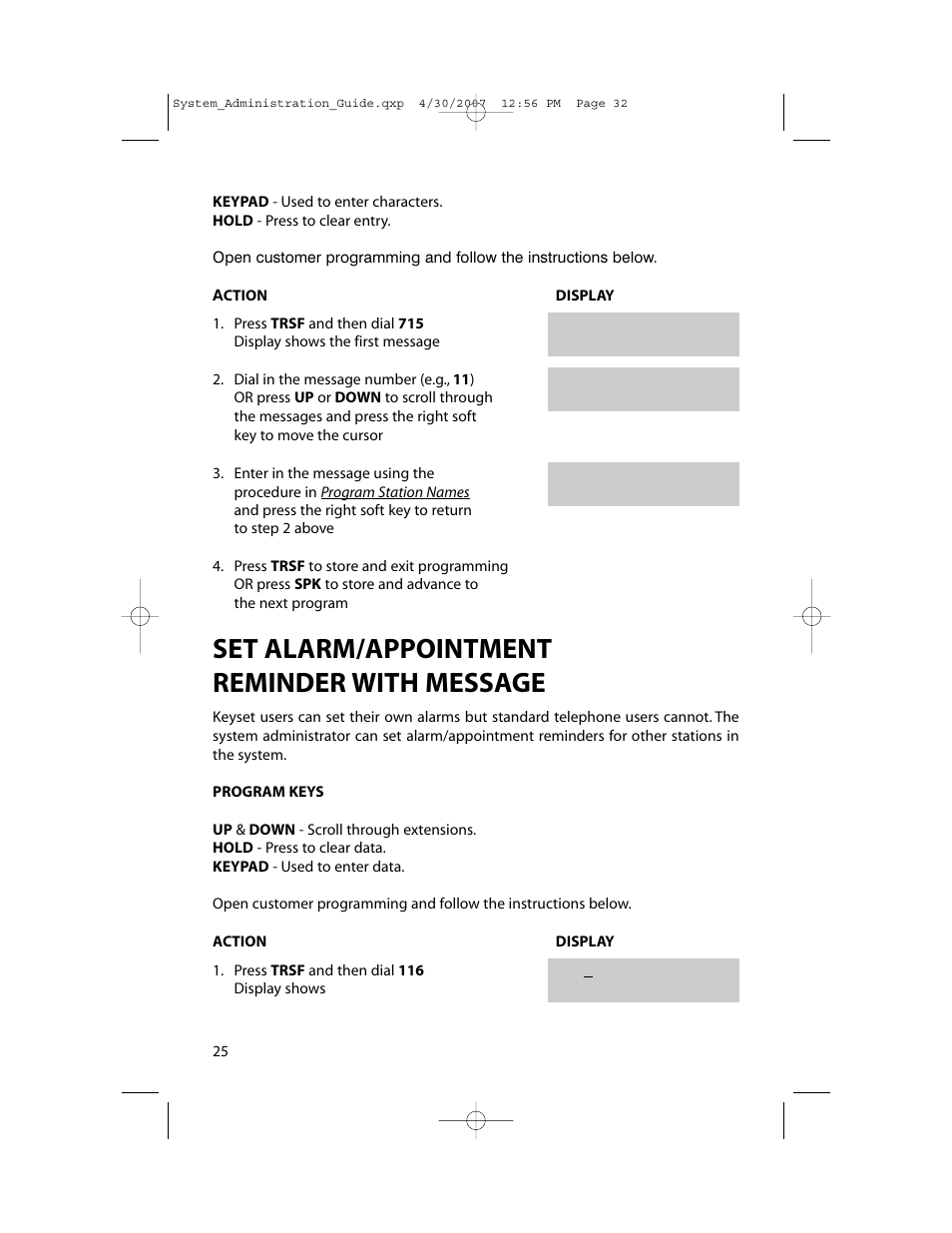 Set alarm/appointment reminder with message | Samsung OfficeServ 7000 Series User Manual | Page 33 / 46