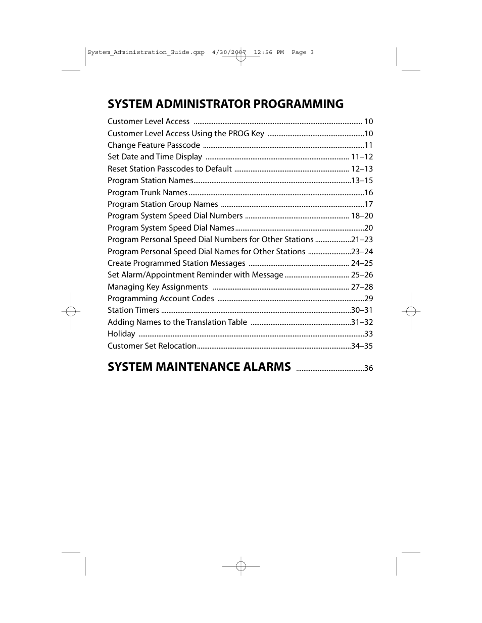 System administrator programming, System maintenance alarms | Samsung OfficeServ 7000 Series User Manual | Page 4 / 46