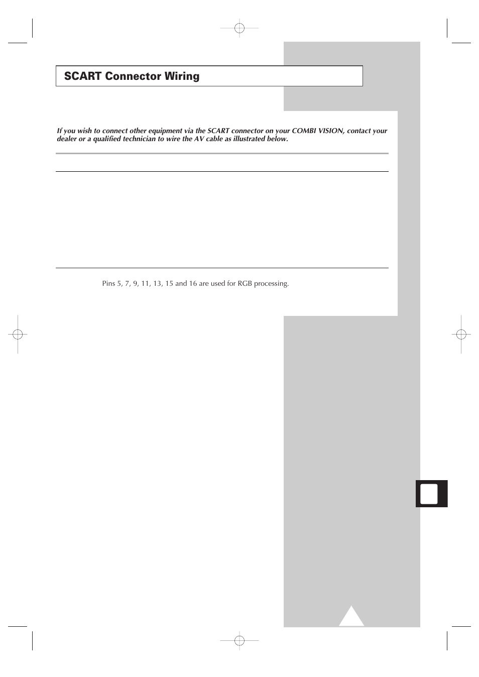 Scart connector wiring | Samsung Colour TV/VCR User Manual | Page 47 / 56