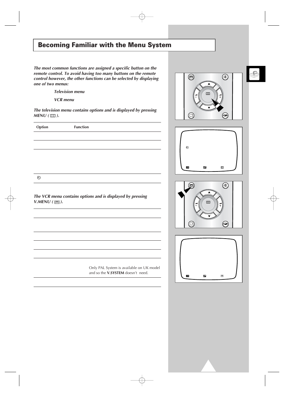 Becoming familiar with the menu system | Samsung Colour TV/VCR User Manual | Page 9 / 56